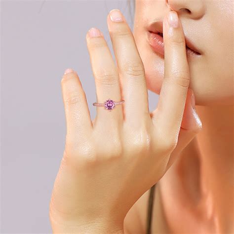 Promotion Bijoux Femme Bague Solitaire En Argent 925 1000 Or Rose