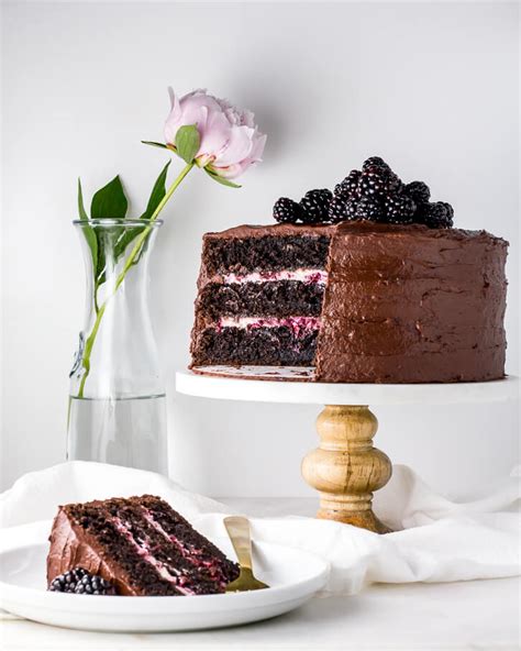 Blackberry Chocolate Cake Blackberry Mascarpone Filling Flour Covered Apron