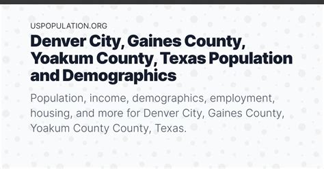 Denver City, Gaines County, Yoakum County, Texas Population | Income ...