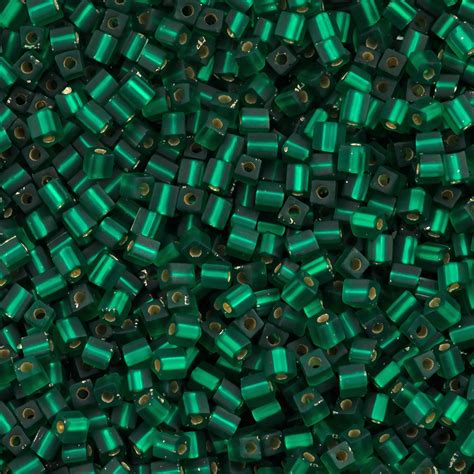 Miyuki 3mm Cube Seed Bead Matte Silver Lined Emerald 17f Aura Crystals Llc