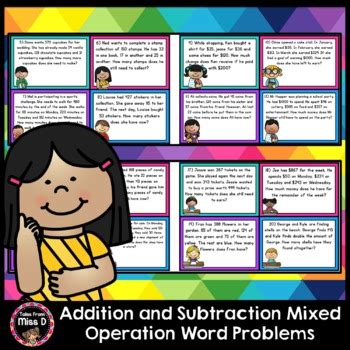 addition  subtraction task cards  tales    tpt