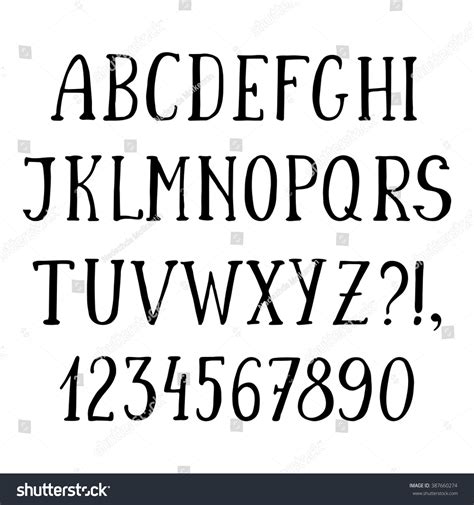 Handwritten Simple Font Hand Drawn Sketch Alphabet Isolated Capital