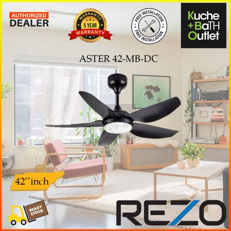 REZO ASTER 42 DC MB 42 INCH CEILING FAN MATT BLACK Lazada