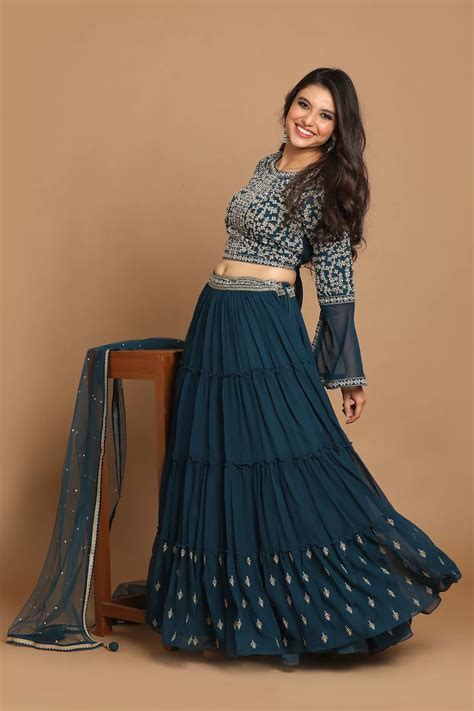 Skirt Top For Female Buy Classy Blue Lehenga Online Mohey