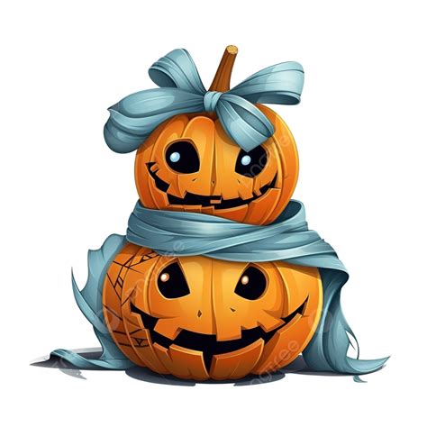 Halloween Pumpkin With Mummy Bandage Vector Illustration Scary Face