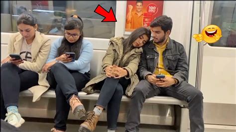 Sleeping On Strangers In The Metro Prank 😜 Sleeping Prank Pihu Mad