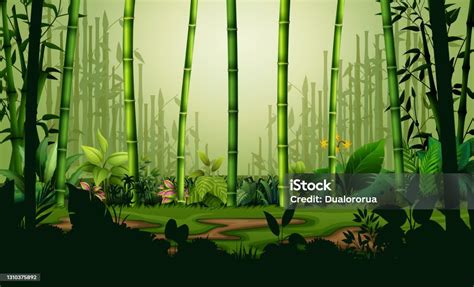 Ilustrasi Latar Belakang Lanskap Hutan Bambu Ilustrasi Stok Unduh Gambar Sekarang Alam