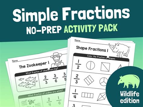 Simple Fractions For Beginners No Prep Math Activity Fractions