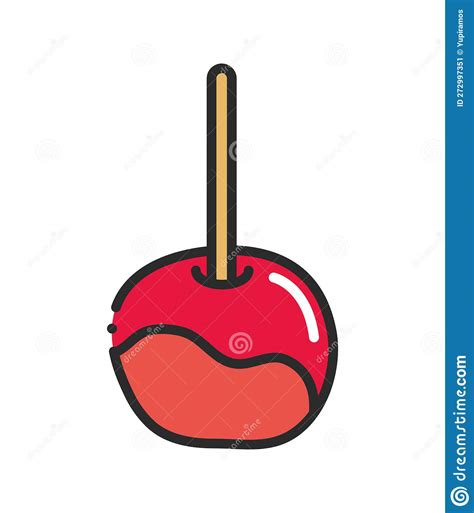 Candy apple in stick stock vector. Illustration of vector - 272997351