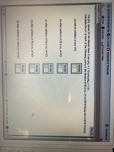 Solved The PK B Values For The Dibasic Base 8 Are PK B1 Chegg