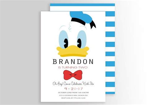 Invitación Moderna Del Pato Donald Fiesta De Cumpleaños Del Pato