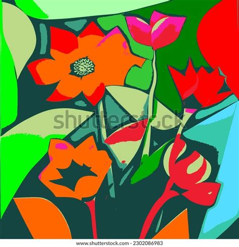 Colorful Flower Vector Illustration Cubism Theme Stock Vector (Royalty ...