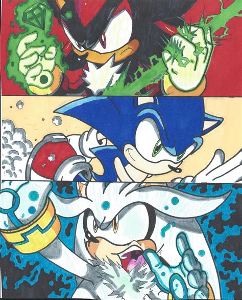 Sonic shadow and silver coloured by cosmicgirl95 on DeviantArt