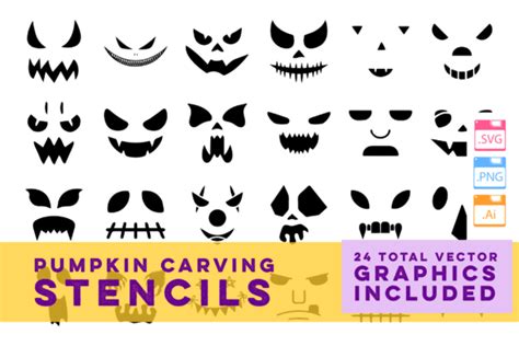 Pumpkin Carving Stencils Graphic by The Tenacious Type Studio ...