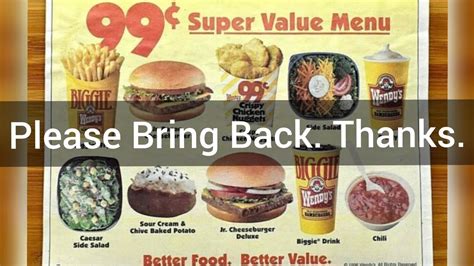 Wendy S Please Bring Back 99cent Super Value Menu Thanks YouTube