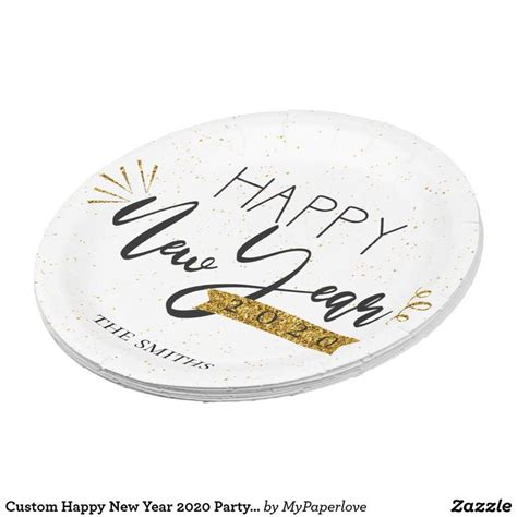 Custom Happy New Year 2020 Party Paper Plate Paper Plates Party Custom Holiday Card Happy