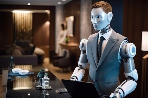 Premium Photo | Robot working in a hotel as a receptionist