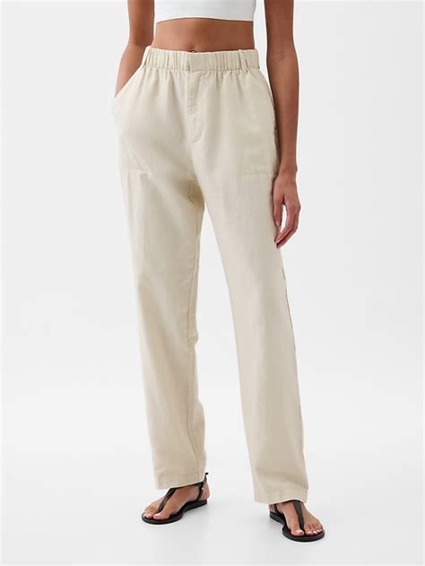 High Rise Linen Cotton Pull On Pants Gap