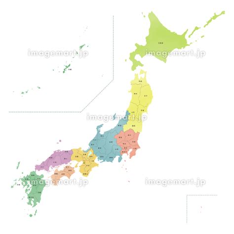 カラフルな水彩風の日本地図のイラスト素材 156078420 イメージマート