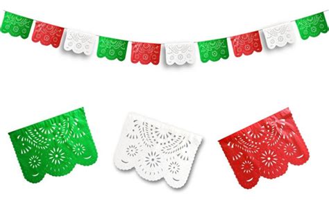 Papel Picado Tricolor Dia De La Bandera Fiesta Mexicana 50m Papel