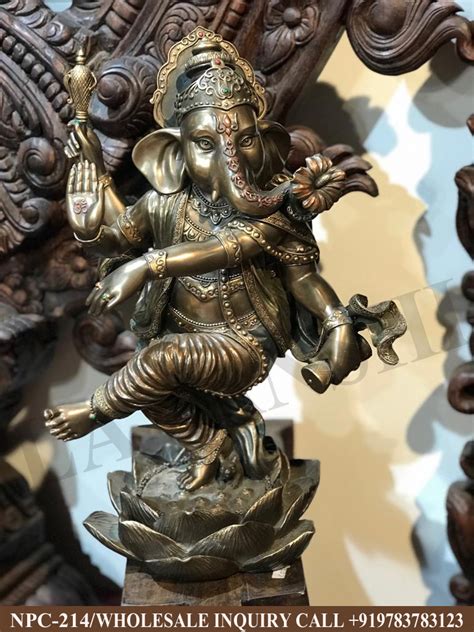 Antique Copper Finish Dancing Ganesha Statue Lavanshi Handicrafts