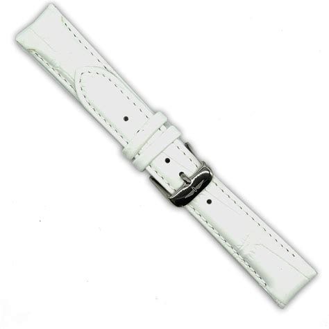 Rotary Genuine Leather Watch Strap Mm White Crocodile With Stainless