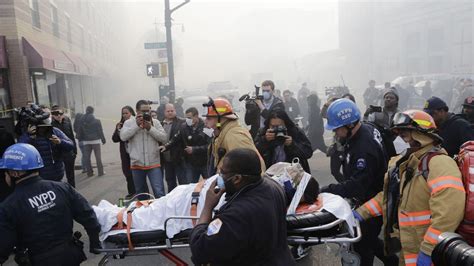 Scenes From Building Explosion And Fire In Harlem