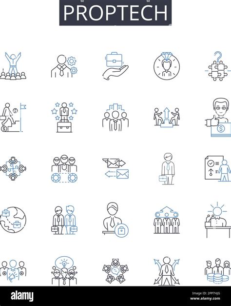 Proptech Line Icons Collection Property Technology Real Estate Tech