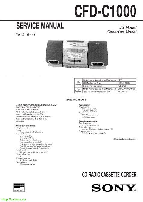 Sony Cfd C1000 Ver10 Service Manual Download Schematics Eeprom Repair Info For Electronics