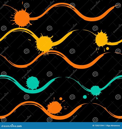 Cute Vector Geometric Seamless Pattern Brush Strokes Wavy Lines And