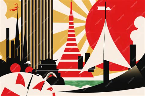 Premium AI Image | Illustration of Tokyo Japan Japan Flag background