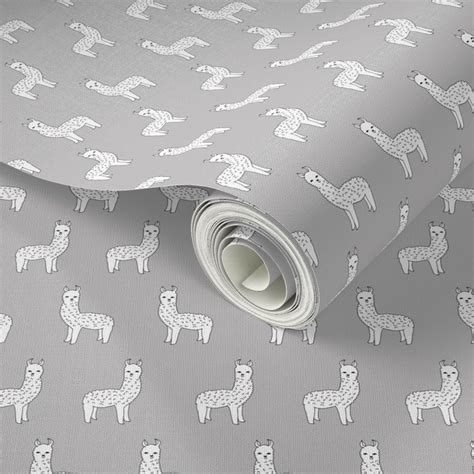 alpaca // grey alpacas cute alpaca Wallpaper | Removable wallpaper ...