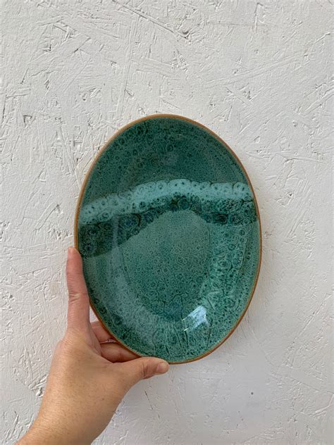 Green Oval Plate-Oval Plate-Ceramic Plate-Handmade Plate | Etsy