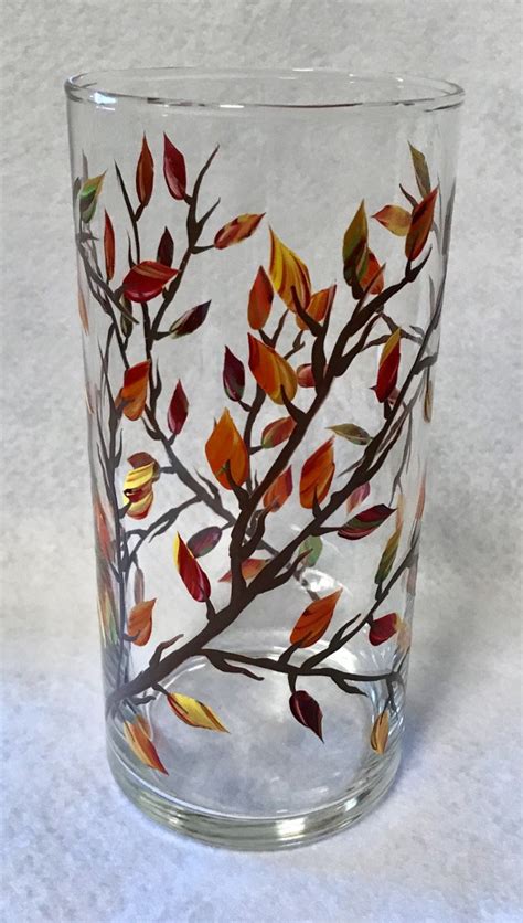 Autumn Leaves Vase Hand Painted Etsy