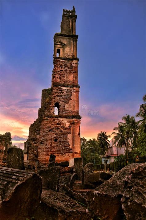 St Augustine Tower At Old Goa Stock Image Image Of Ruins Tourist