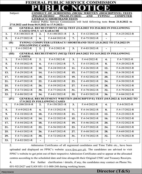 Federal Public Service Commission Test Announced Job