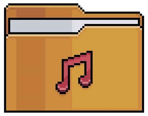 Pixel Art Music Folder Vector Icon For Bit Game On White Background