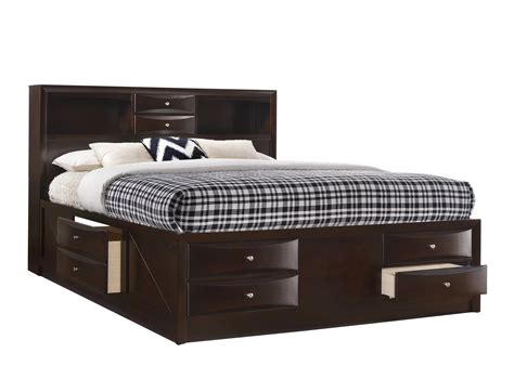 Contemporary King Size 6pc Master Bedroom Set Captains Bed Storage