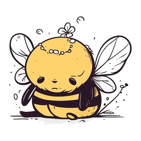 Premium Vector Cute Cartoon Bee With A Crown On His Head Vector