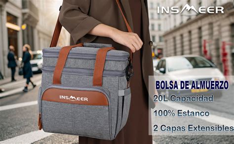 INSMEER Bolsa De Almuerzo Expansible Grande 20 Litros 30 Latas