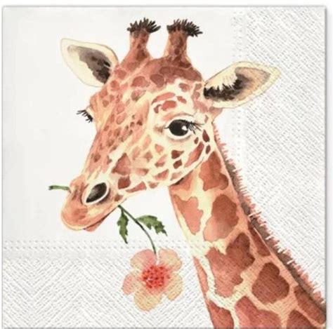 Decoupage Napkins Giraffe Paper Napkins Set Of Luncheon Size Etsy