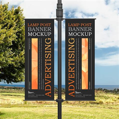 Free Advertising Lamp Post Banner Mockup Css Author