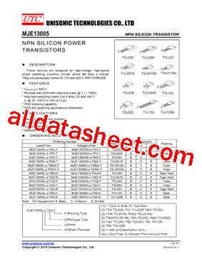 Mje G X Tm T Datasheet Pdf Unisonic Technologies