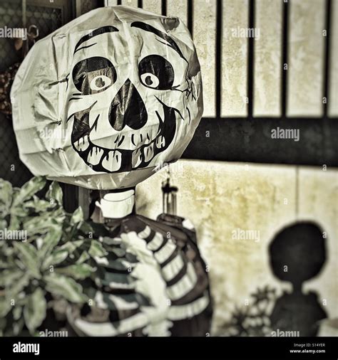 Blow Up Skeleton Decoration Stock Photo Alamy