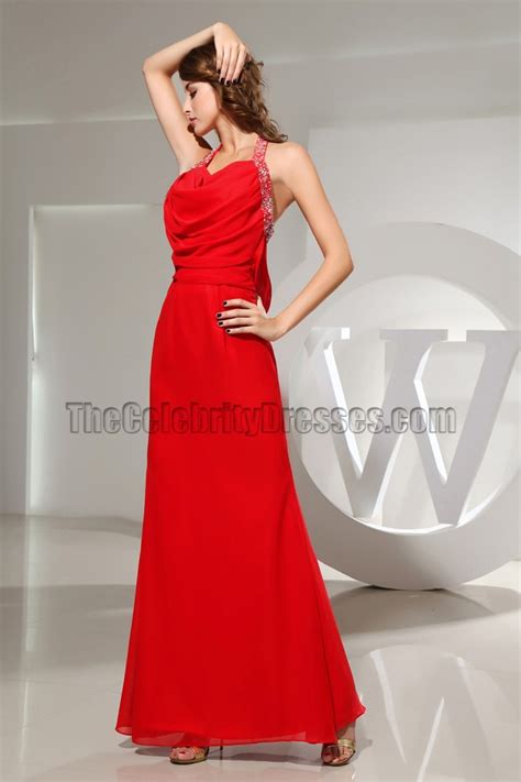 Sexy Red Halter Backless Evening Dress Prom Gowns Thecelebritydresses