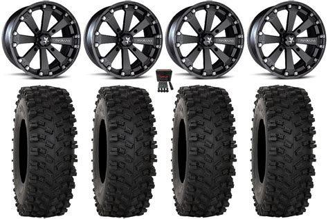 MSA Kore 14 Wheels Black 28 ATX470 Tires Yamaha Viking Wolverine