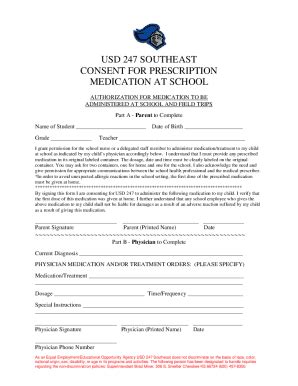 Fillable Online Usd Southeast Consent For Prescription Fax