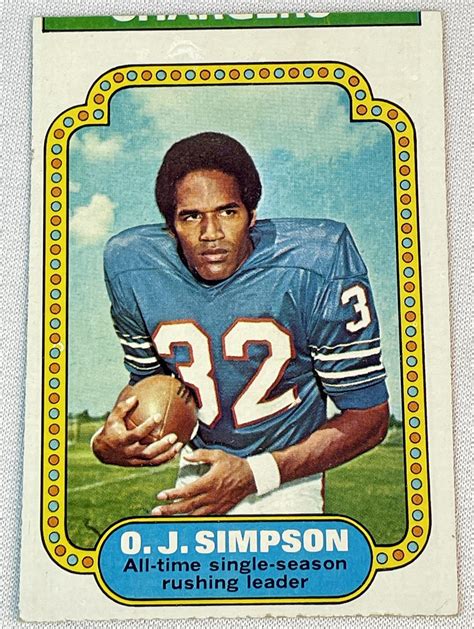 Lot 1974 Topps 1 O J Simpson All Time Single Season Rushing Leader Football Card