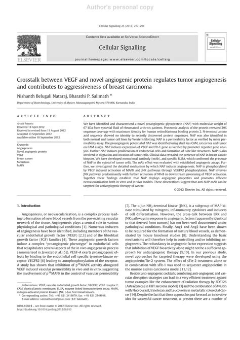 Pdf Crosstalk Between Vegf And Novel Angiogenic Protein Regulates