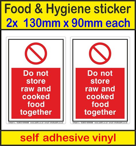 2x Do Not Store Raw And Cooked Food Together Signs Food Hygiene Vinyl